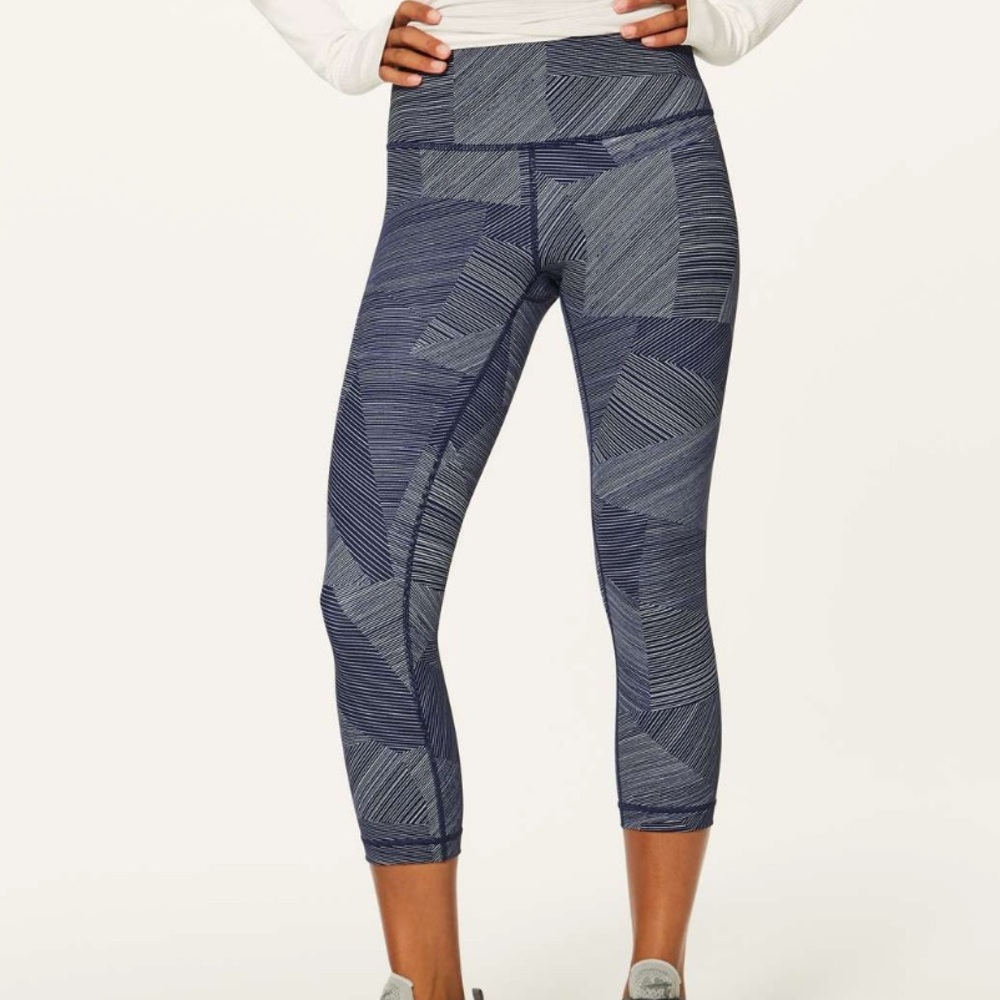 lululemon athletica speed up 21” crop etch hail midnight Blue Patterned Leggings